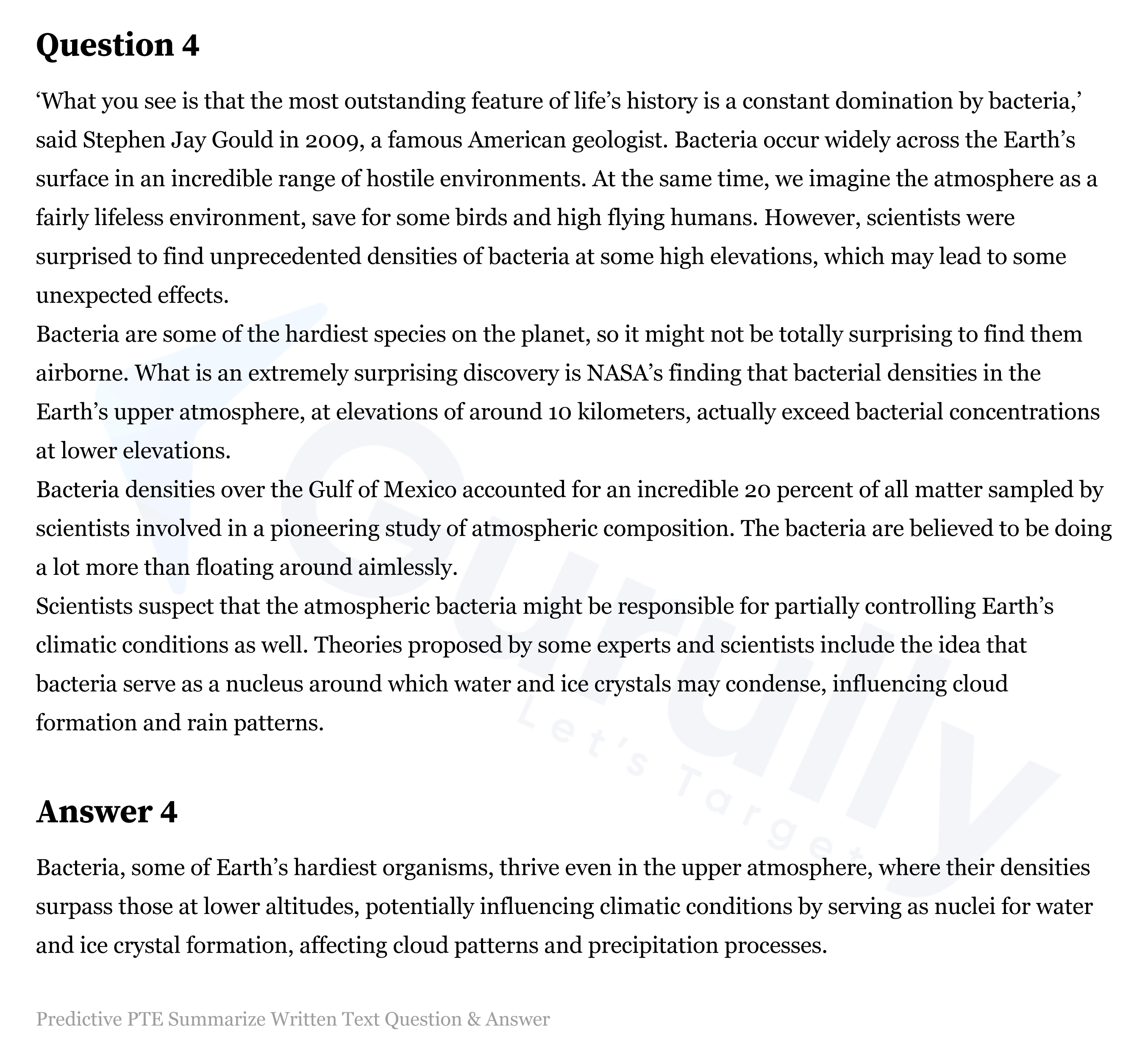 PTE Summarize Written Text Question with Sample Answer